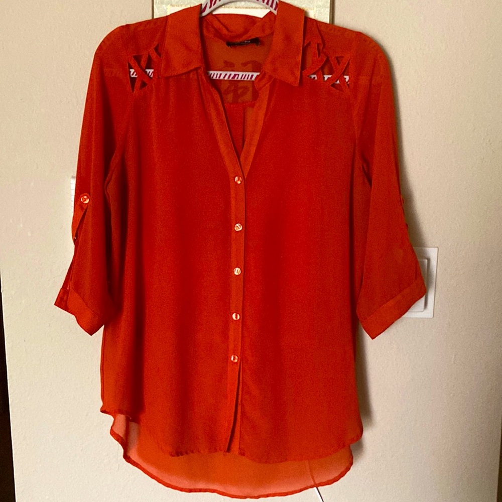 Orange Sheer Blouse